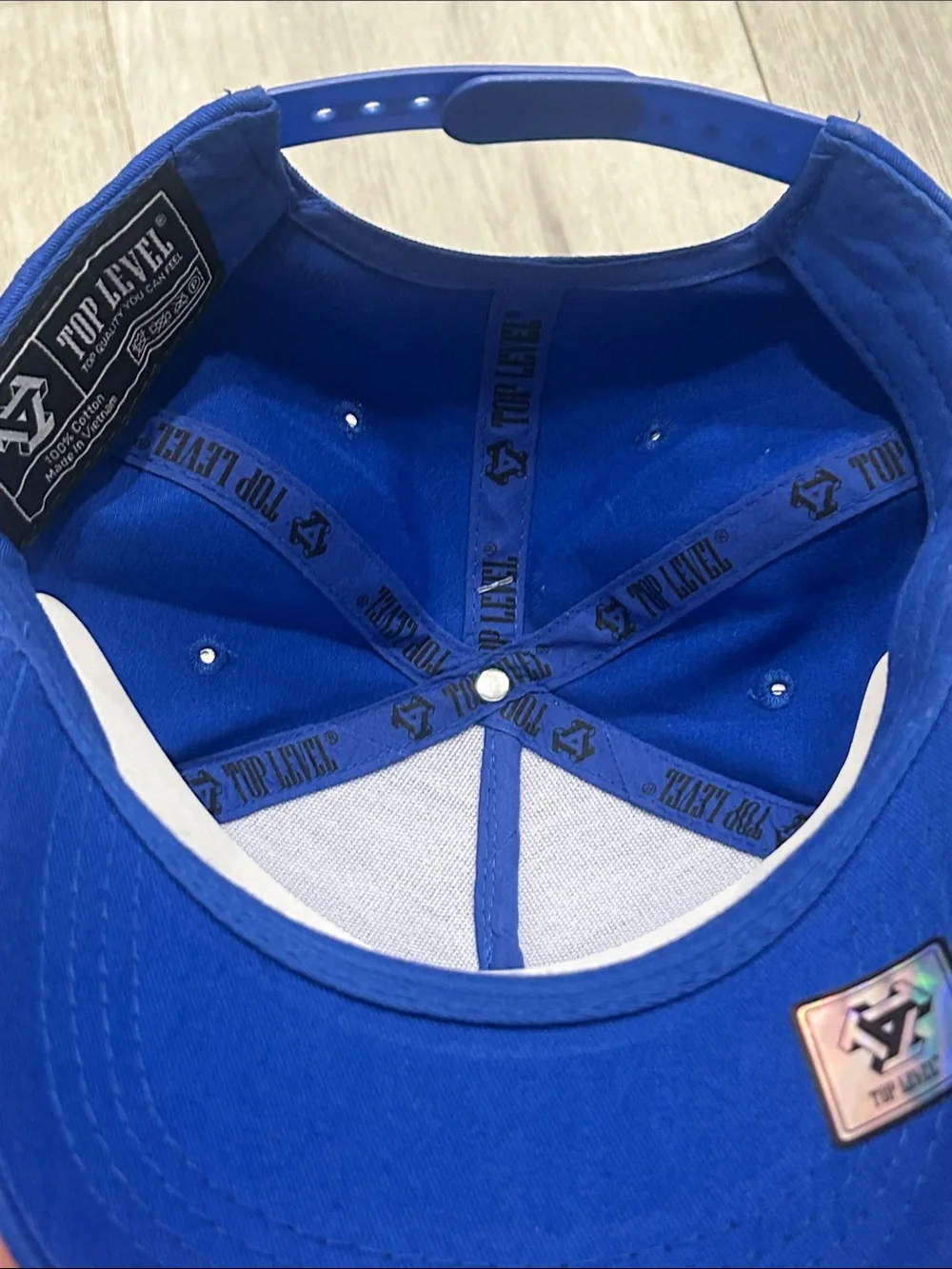 Blue Kids Snapback Hat with Red Pixel Spider Logo NWT